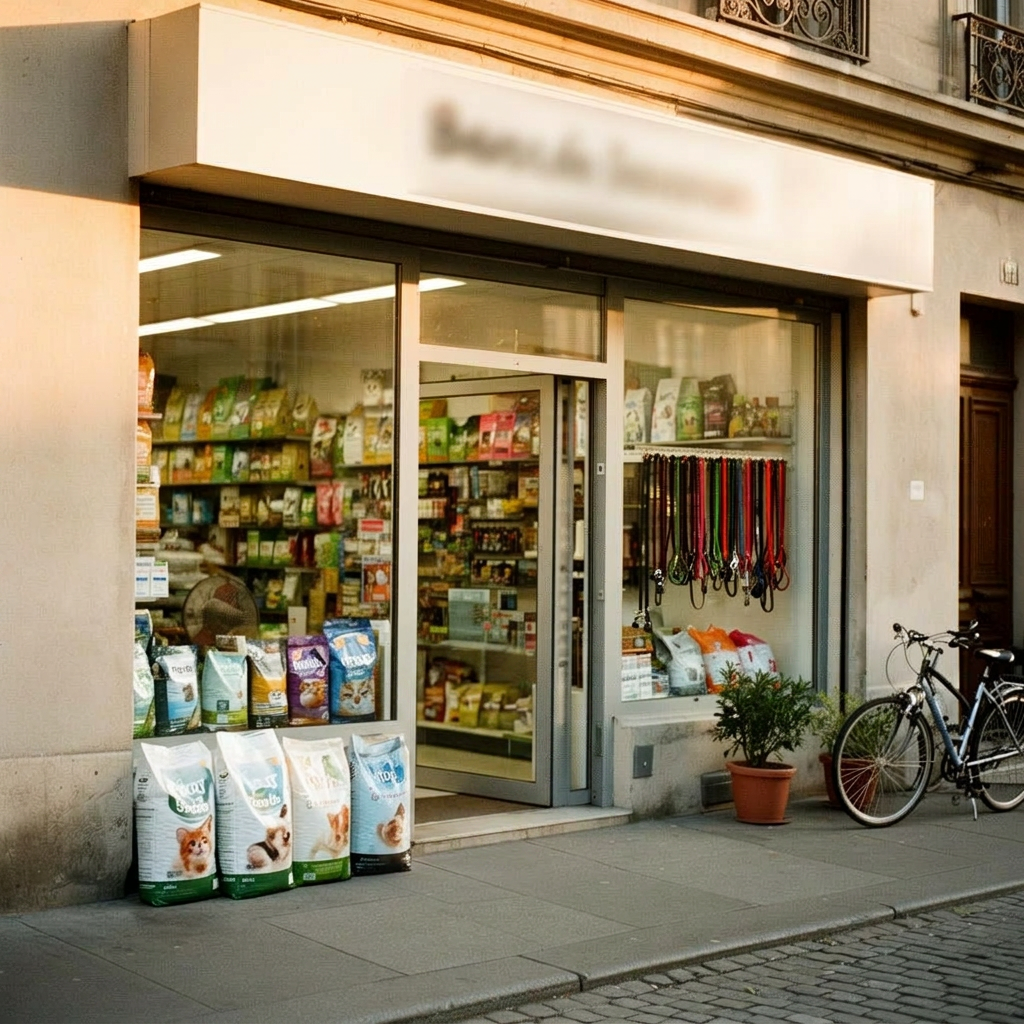 Pet food store facade