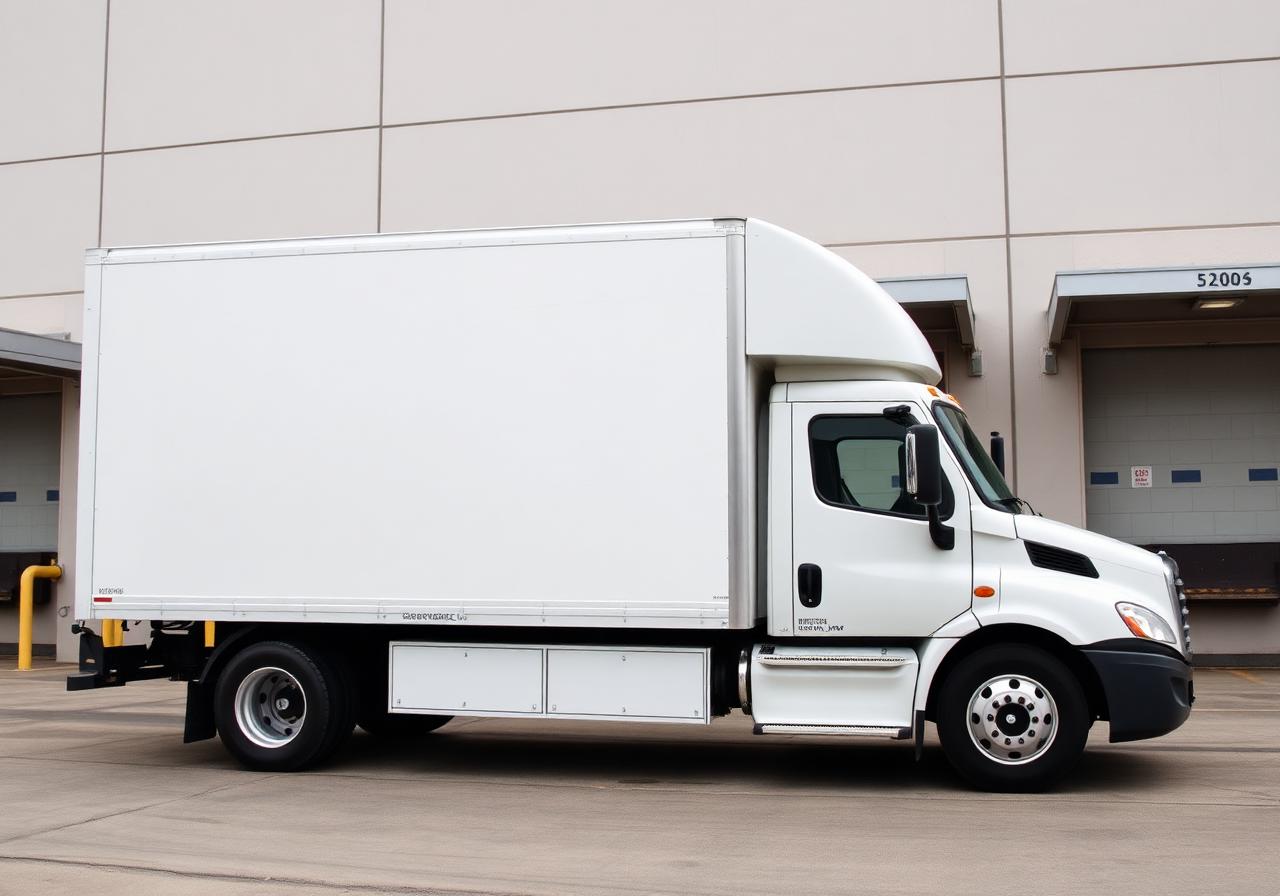 Delivery truck at logistics warehouse